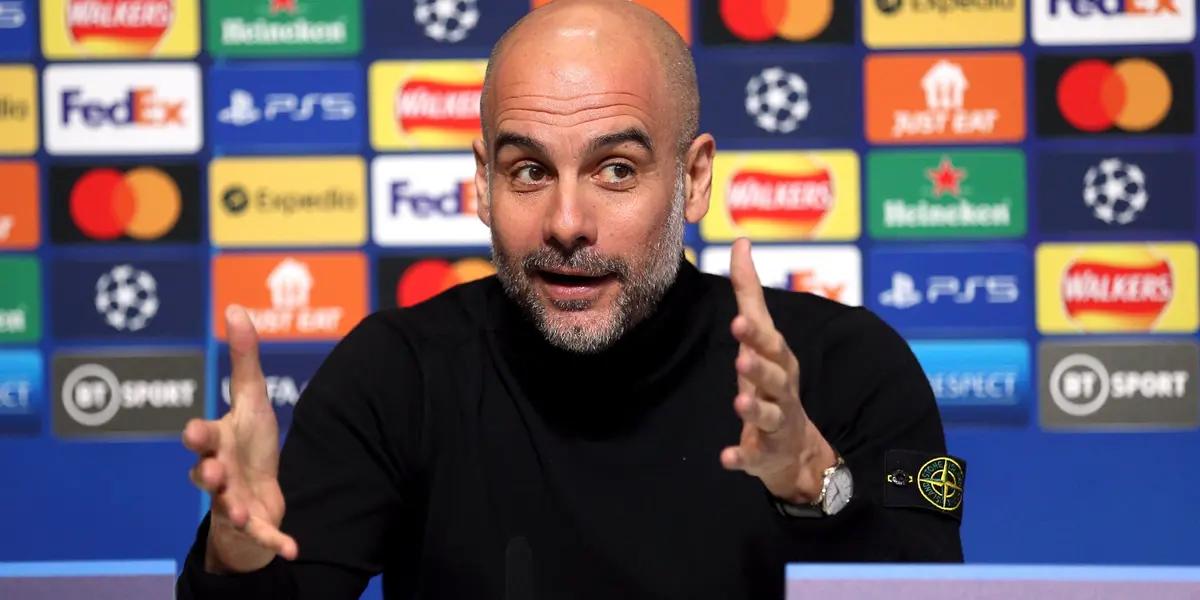 Pep Guardiola, entrenador del Manchester City, en conferencia de prensa