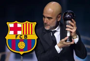 Pep Guardiola ganó el The Best y no se olvidó del FC Barcelona, que ahora pasa un mal momento deportivo