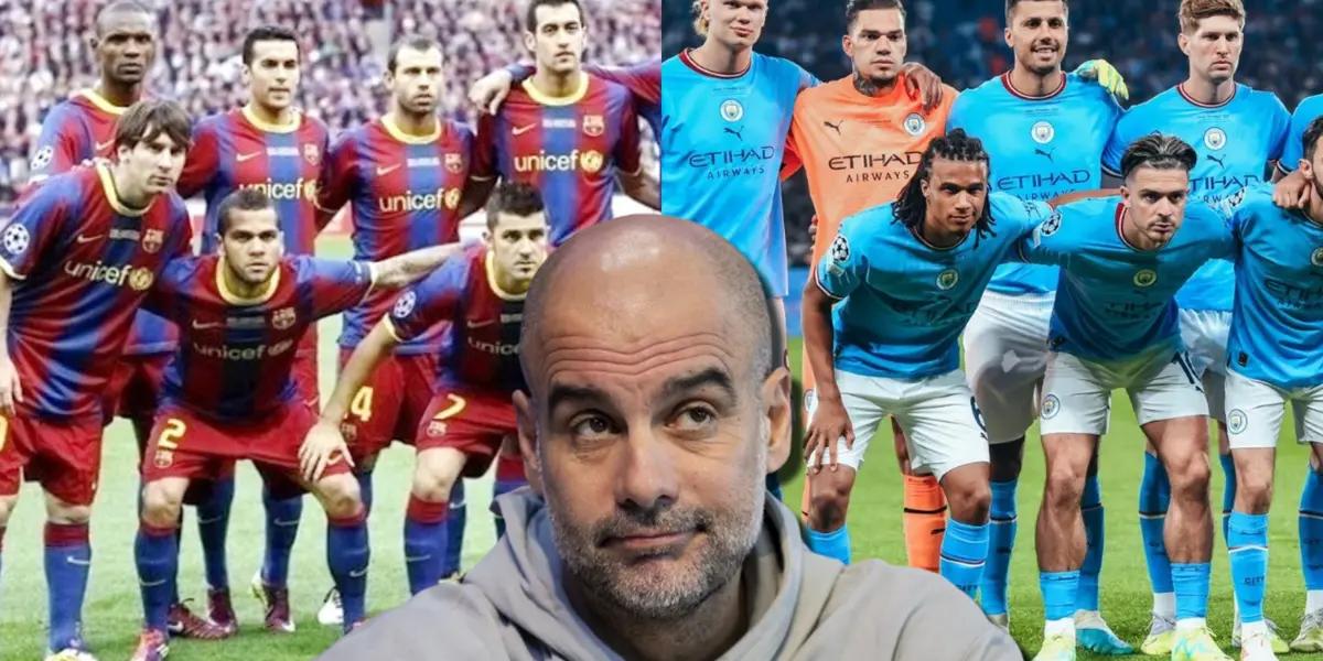 Pep Guardiola reaccionó de una manera curiosa cuando le preguntaron si se quedaba con su mejor Barça o su mejor City