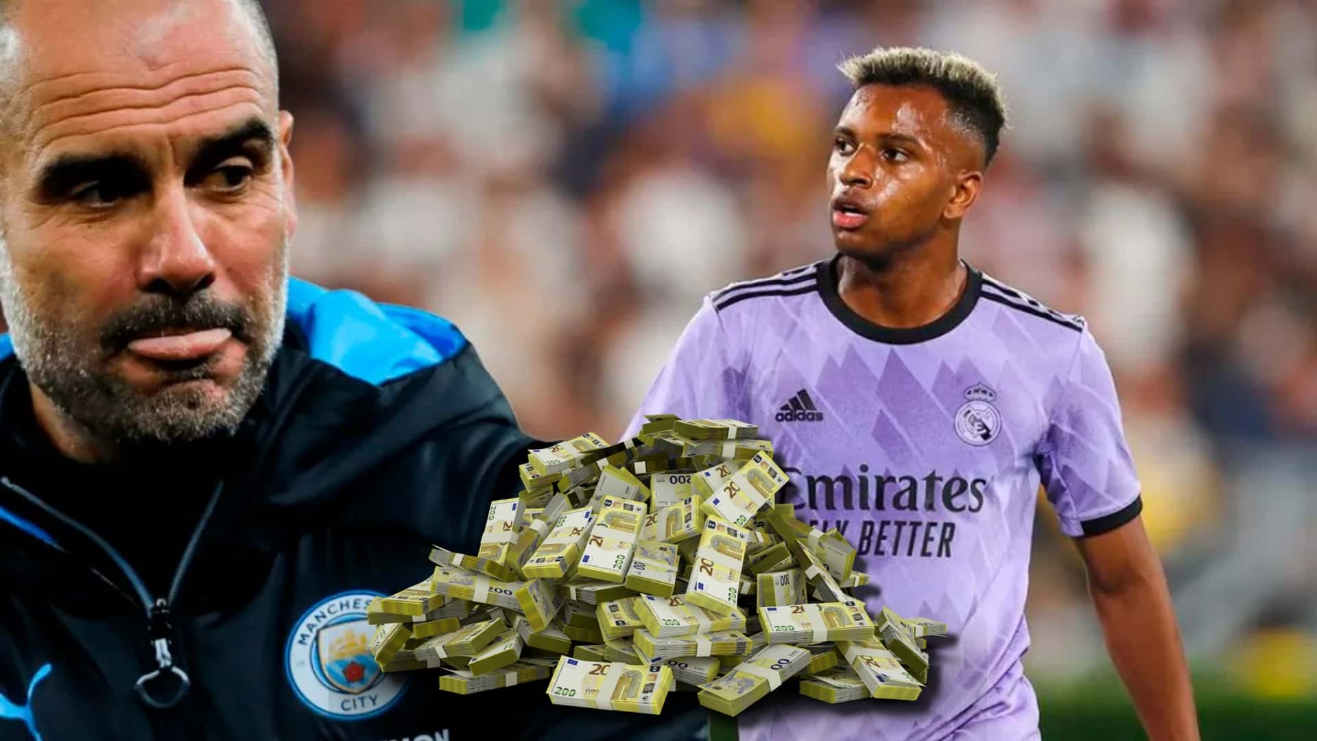 Pep Guardiola y Rodrygo Goes