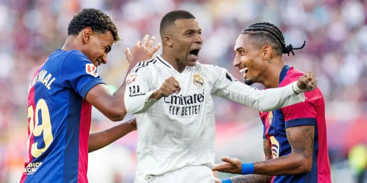 Raphinha - Lamine Yamal - Kylian Mbappé (Foto: X)