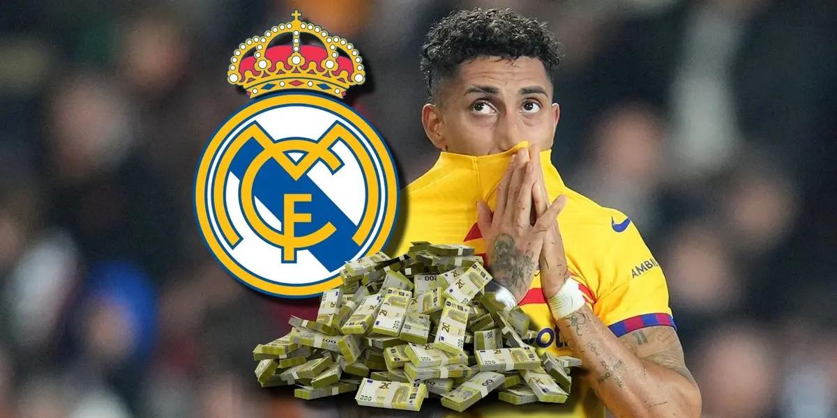 Raphinha puede salir por 100 millones en el FC Barcelona, mismo valor que tiene uno de los jugadores más limitados en el Real Madrid