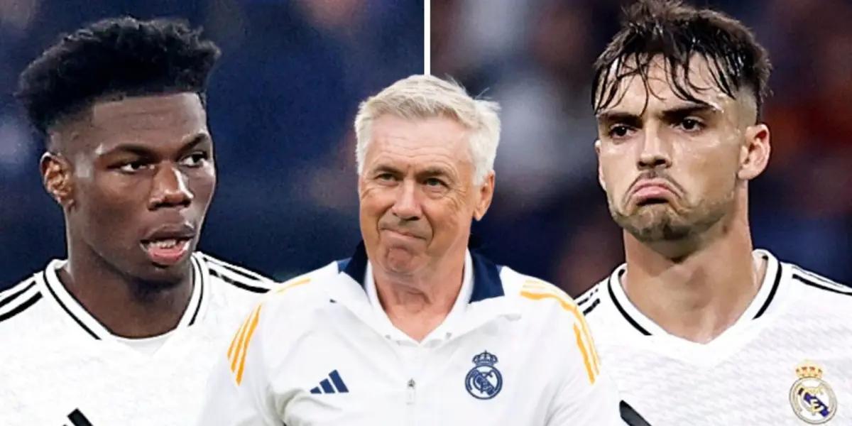 Raúl Asencio - Carlo Ancelotti - Aurélien Tchouaméni (Foto: X)