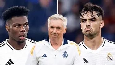 Raúl Asencio - Carlo Ancelotti - Aurélien Tchouaméni (Foto: X)