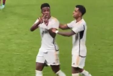 Real Madrid pasó por encima al FC Barcelona y Vinicius los provocó haciendo el 4 a 1 con las manos