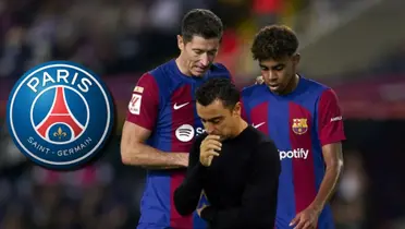 Robert Lewandowski, Lamine Yamal y Xavi Hernández del FC Barcelona