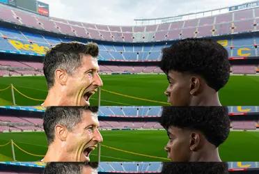 Robert Lewandowski y Lamine Yamal tuvieron un cruce en pleno de campo de juego y el polaco lo resolvió de esta manera