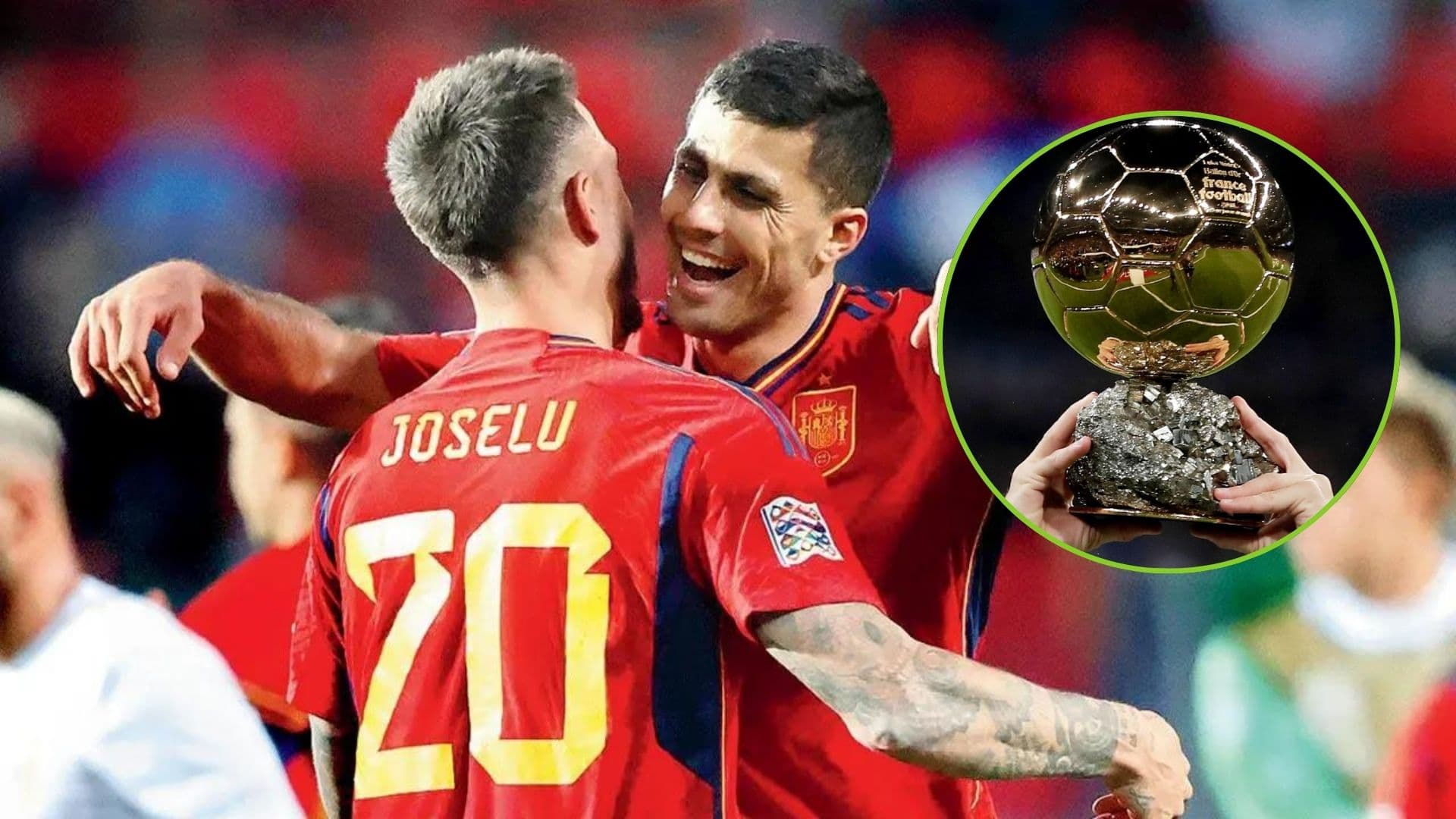 Rodri y Joselu festejan un gol en España. (Foto: EFE)