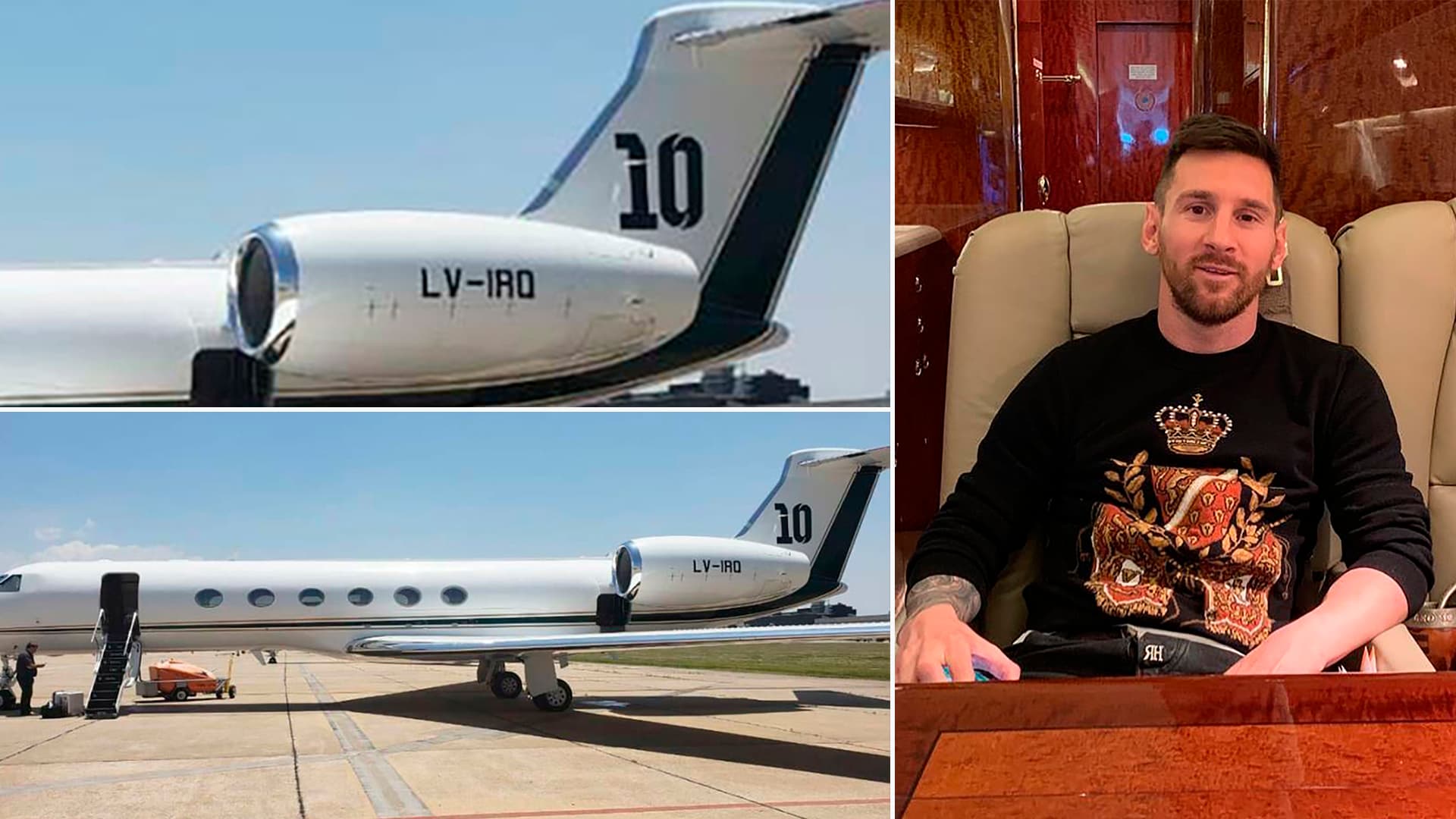 Se trata de un Gulftream V del año 2004, con un valor de 15 millones de dólares que la familia de Messi utiliza para trasladarse. Hasta 16 personas pueden viajar en este jet. Detalles e imágenes del lujoso avión privado del astro argentino.
