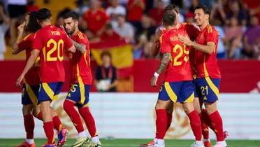 Selección de España, festejo ante Andorra