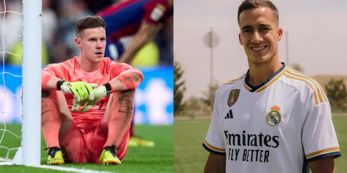Ter Stegen, jugador del FC Barcelona, y Lucas Vásquez del Real Madrid