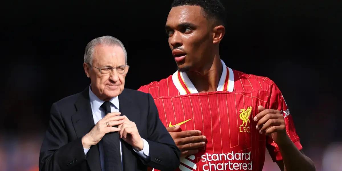 Trent Alexander-Arnold y Florentino Pérez Foto: Goal y Marca