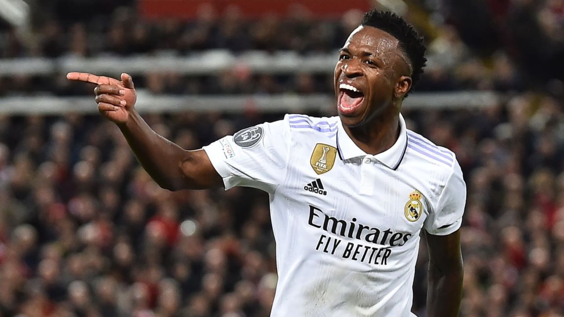 Vinicius celebrando un gol con el Real Madrid