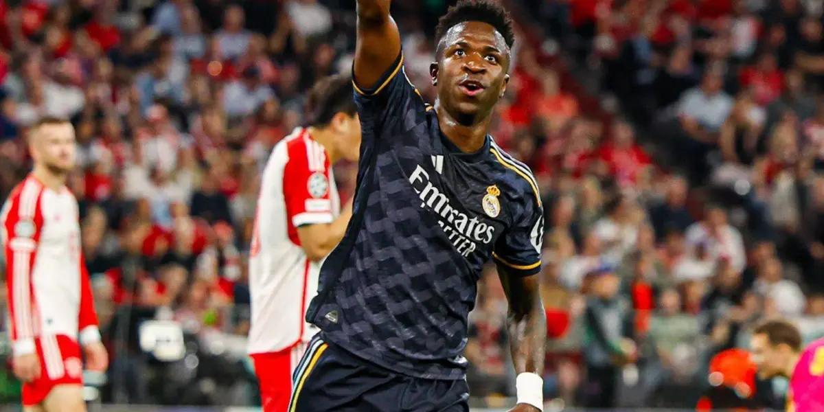 Vinicius festejando su tanto ante Bayern Múnich.