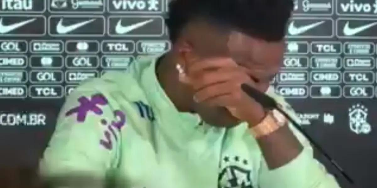Vinicius Junior no aguantó y se fue a las lágrimas en plena rueda de prensa, por todos los insultos que le han dado