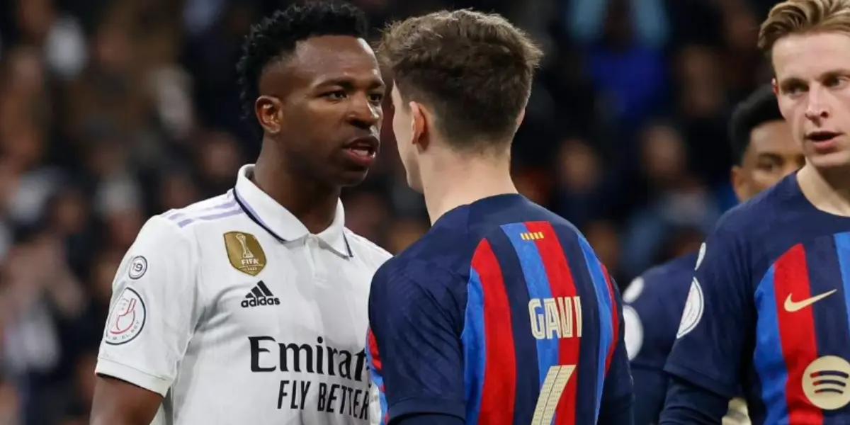Vinicius Junior se pasó de revoluciones ante Gavi y una cámara captó el momento de una agresión en el Real Madrid vs FC Barcelona