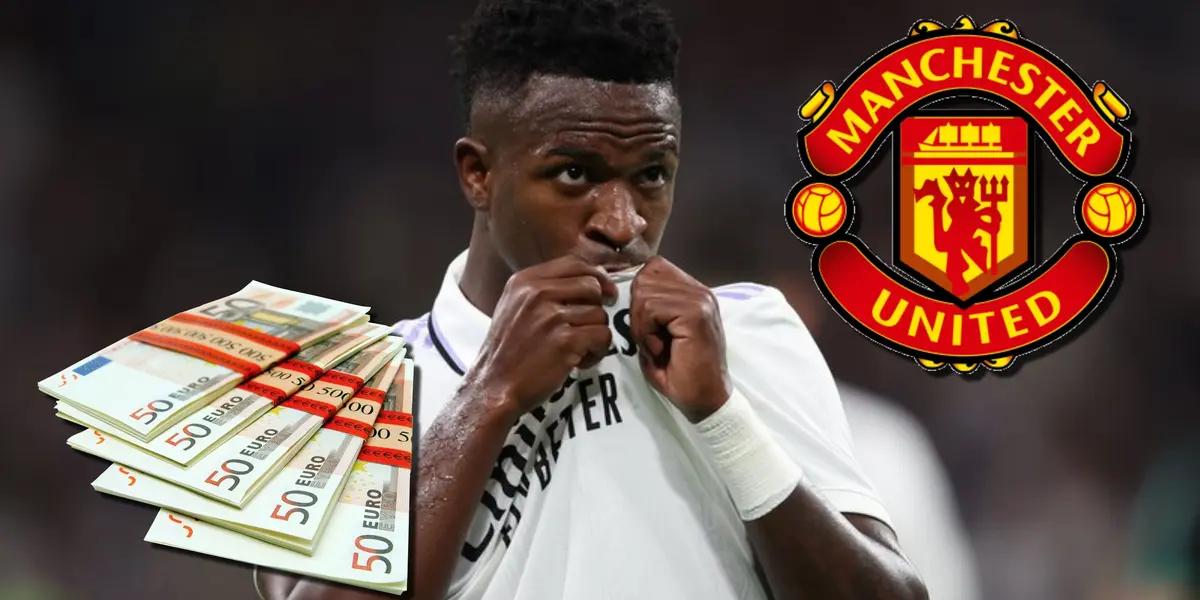 Vinicius en la órbita del Manchester United y mira el sueldo que le ponen sobre la mesa para que salga del Real Madrid