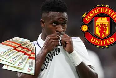 Vinicius en la órbita del Manchester United y mira el sueldo que le ponen sobre la mesa para que salga del Real Madrid