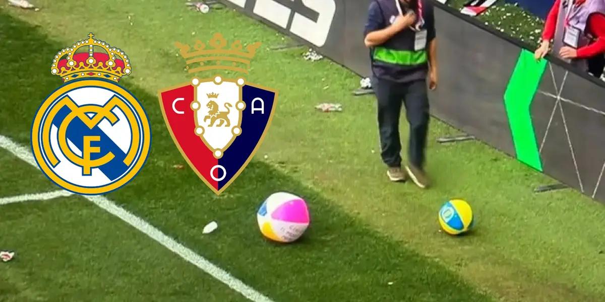 Vinicius sufrió un vacile de los aficionados del Osasuna, le tiraron balones de playa en referencia a el balón de oro que perdió