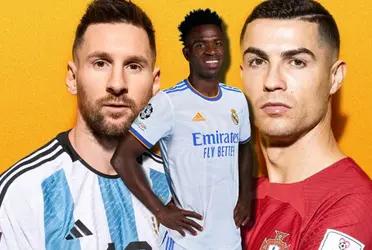 Vinicius tiene la 7 de Cristiano Ronaldo en el Real Madrid, pero imitó a Messi de una manera insólita