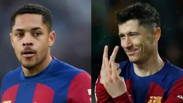 Vítor Roque y Robert Lewandowski en el FC Barcelona