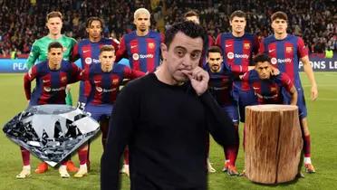 Xavi Hernández con jugadores del FC Barcelona