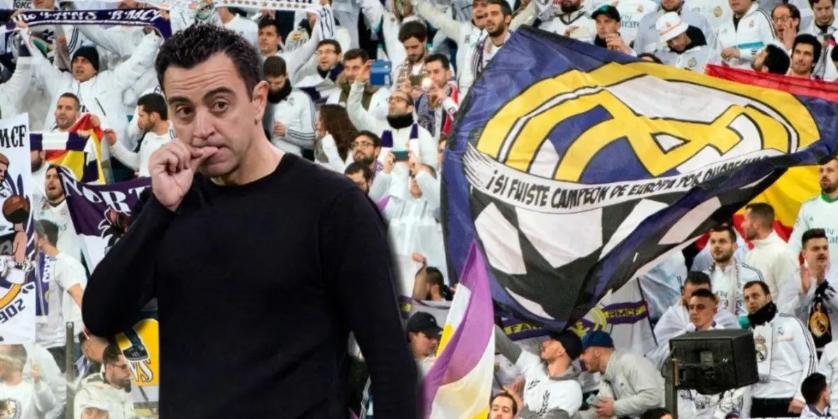 Xavi Hernández, entrenador del FC Barcelona, e hinchas del Real Madrid