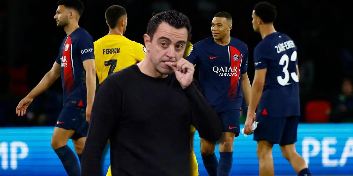Xavi Hernández, entrenador del FC Barcelona, en partido de Champions League ante PSG