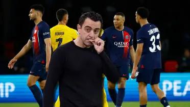 Xavi Hernández, entrenador del FC Barcelona, en partido de Champions League ante PSG
