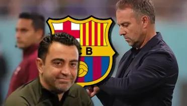 Xavi Hernández, entrenador del FC Barcelona, y Hansi Flick