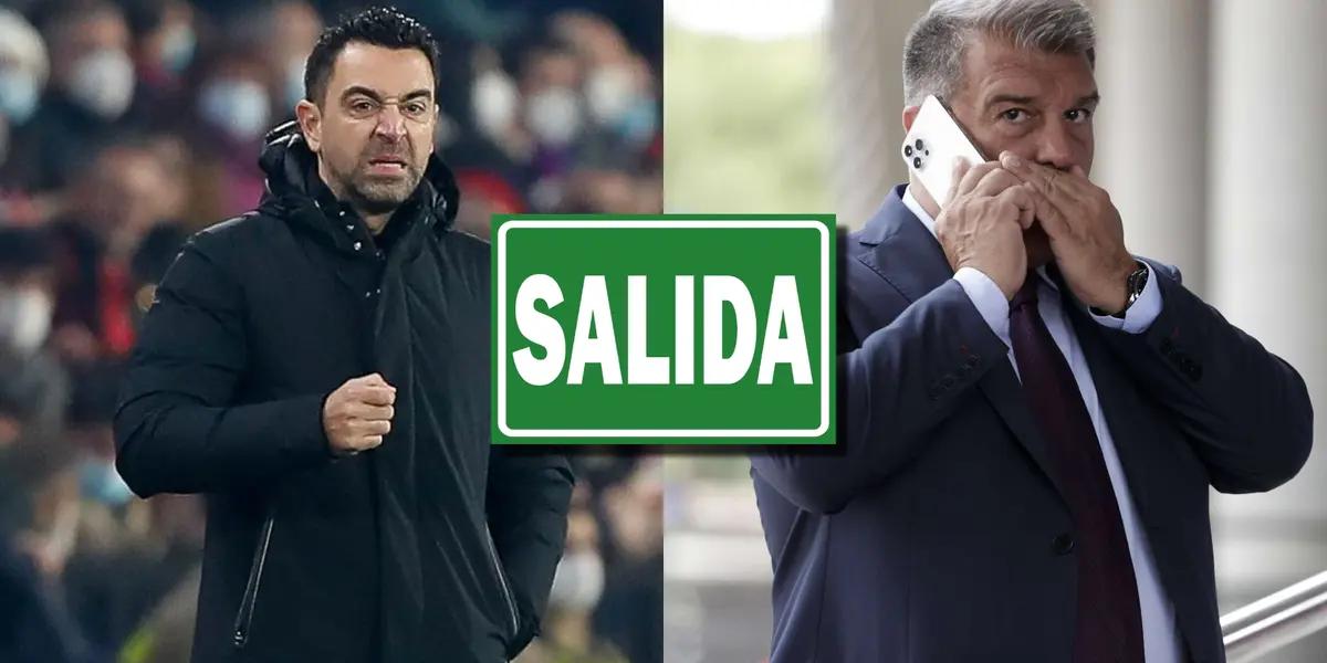 Xavi Hernández y Joan Laporta del FC Barcelona