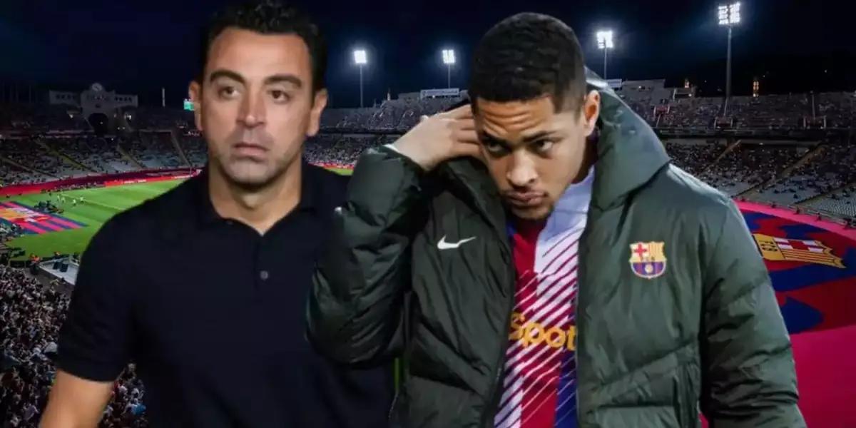 Xavi Hernández y Vítor Roque, del FC Barcelona