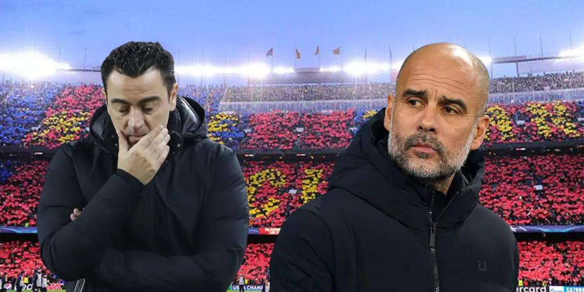 xavi preocupado, Guardiola serio, Camp Nou