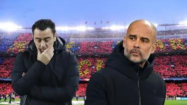xavi preocupado, Guardiola serio, Camp Nou