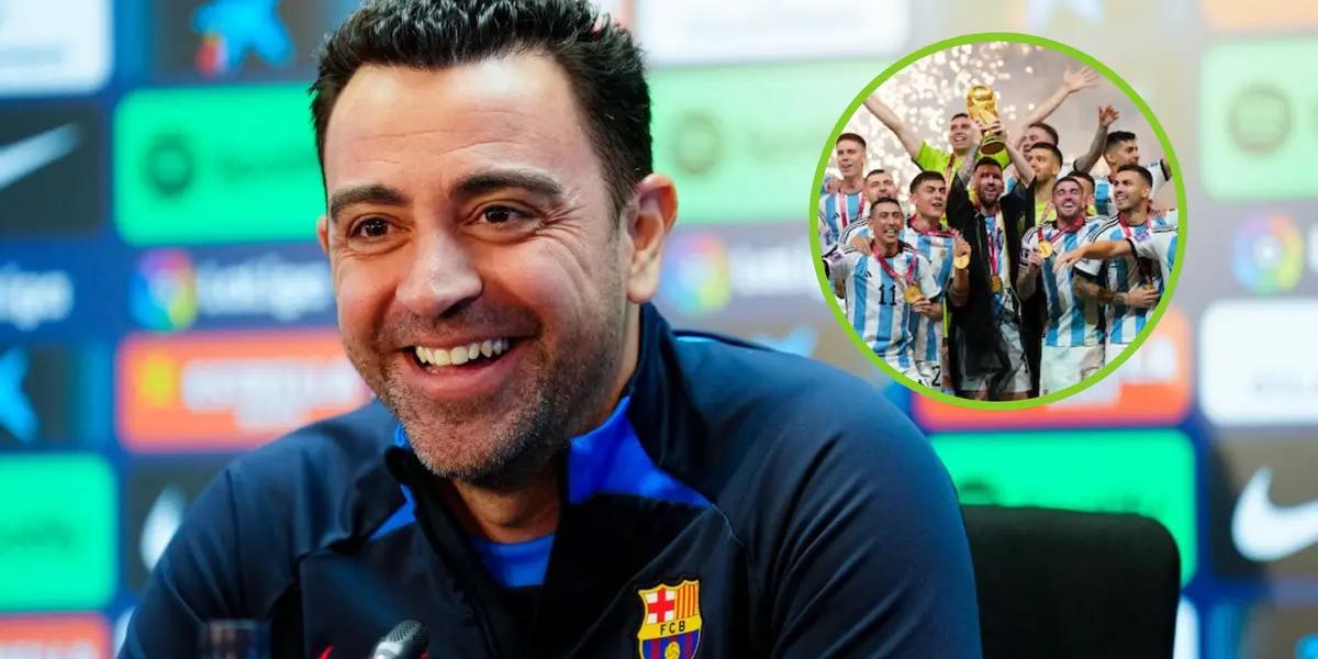 Xavi sonríe y Argentina festeja su campeonato del mundo.