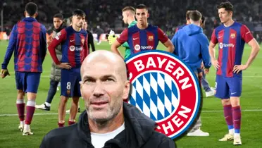 Zinedine Zidane, próximo entrenador del Bayern Múnich, y jugadores del FC Barcelona