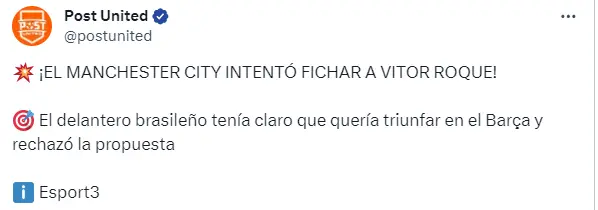 Vitor Roque llegó al Barça para triunfar y le dijo no al Manchester City