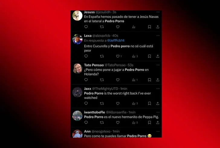 Comentarios sobre Pedro Porro. Vía Twitter